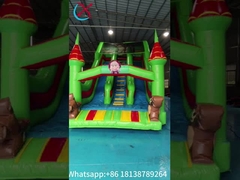 Kommerzielle PVC aufblasbare Trockenrutsche mit Säule Farbige aufblasbare Doppelslide für Kinder