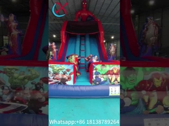Aufblasbare Trockenrutsche Spiderman-Held Karikatur aufblasbare Doppelslide Schloss für Kinder und Erwachsene