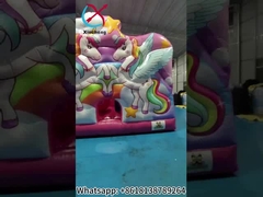 Neues Design Digitaldruck aufblasbares Sprunghaus mit Schiebereglern Einhorn aufblasbares Sprungschloss