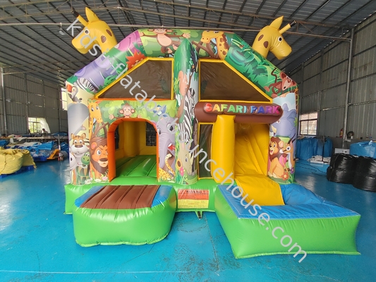 Kleines Indoor Bounce House Volldruck Giraffe Zeichentrickfilm Tierpark Schloss mit Silde Combo