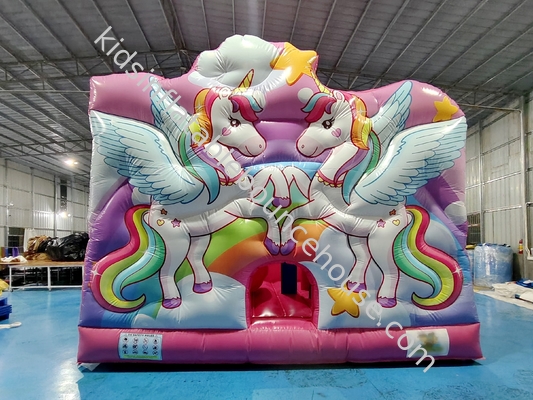 Neues Design Digitales Drucken Aufblasbares Sprunghaus mit Schiebereglern Einhorn Aufblasbares Sprungschloss für Kinder