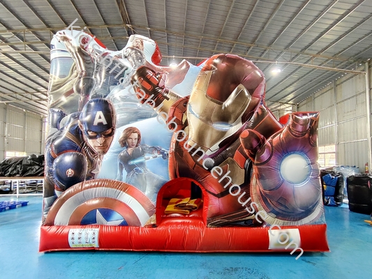 Neues Design Digitales Drucken Aufblasbares Sprunghaus mit Folien Marvel Iron Man Aufblasbares Sprungschloss für Kinder