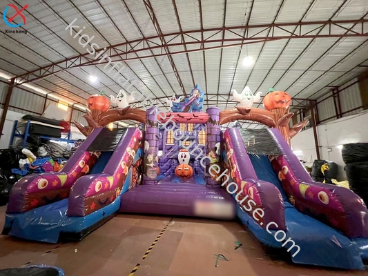 Kommerzielle aufblasbare Fun City Halloween Kürbisse Lila aufblasbare Burg