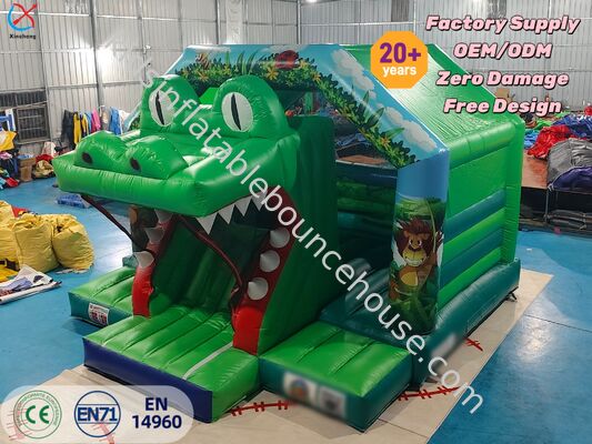 OEM/ODM Crocodile Themed Inflatable Bounce House with Slide Jungle Jumping Castle