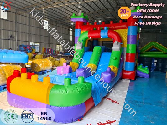 New Design Lego Block Colorful Inflatable Bounce House Dry Water Slide