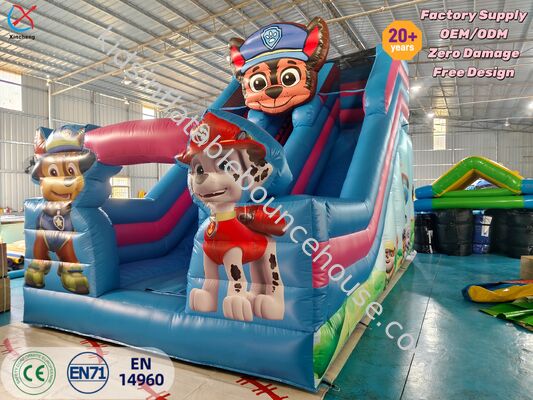 Commercial Inflatable Double Slide Paw Patrol Blue Inflatable Slide Castle