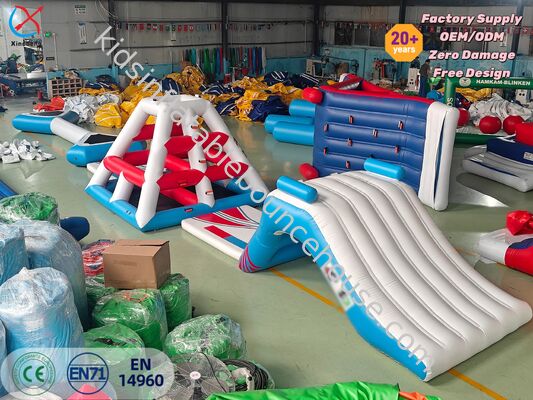 Inflatable Water Park Obstacle Set with Slide Climbing Tower & Wall for Lake Use