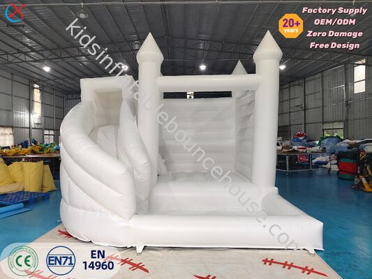 Commercial Pure White Aufblasbare Hochzeitssprungburg mit Schieberegler PVC für die Party