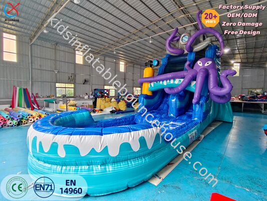 Octopus-Themen aufblasbare Wasserrutsche Riesen aufblasbare Wasserrutsche mit Pool für den Außenbereich