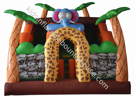 Aufblasbare Safaripark-Hüpfrutsche / aufblasbarer Elefanten-Türsteher aus PVC, bunt